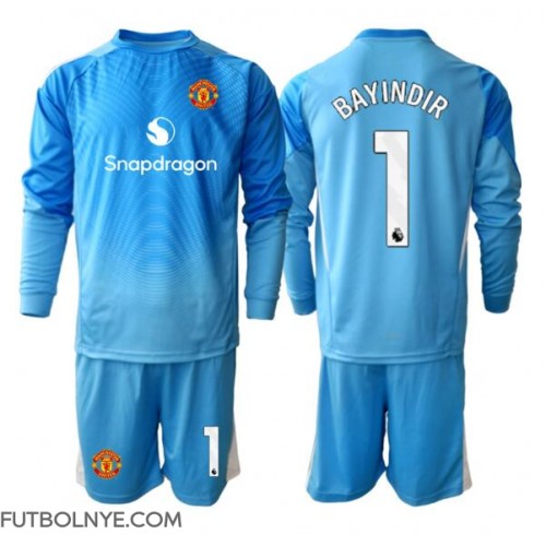 Camiseta Manchester United Altay Bayindir #1 Portero Primera Equipación para niños 2025-26 manga larga (+ pantalones cortos)